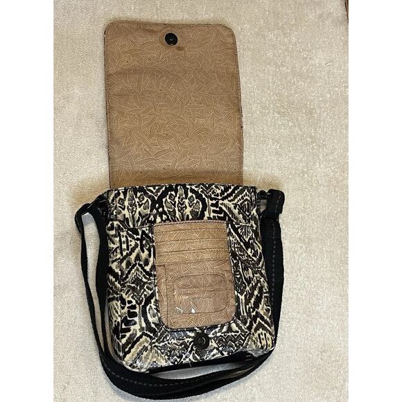 Sakroots Artist Circle Messenger Bag Black Cream Graphics Crossbody Small Flap - Picture 4 of 11